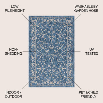 Charleston Vintage Filigree Textured Weave Indoor/outdoor Area Rug